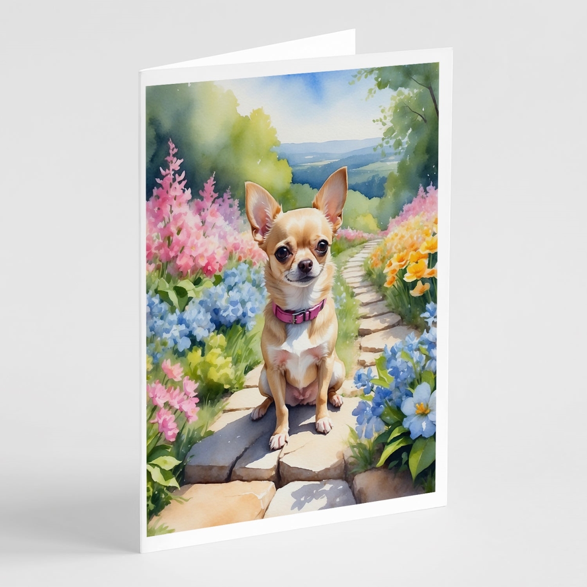 DAC6596GCA7P 5 x 7 in. Chihuahua Spring Path Greeting Cards - Pack of 8