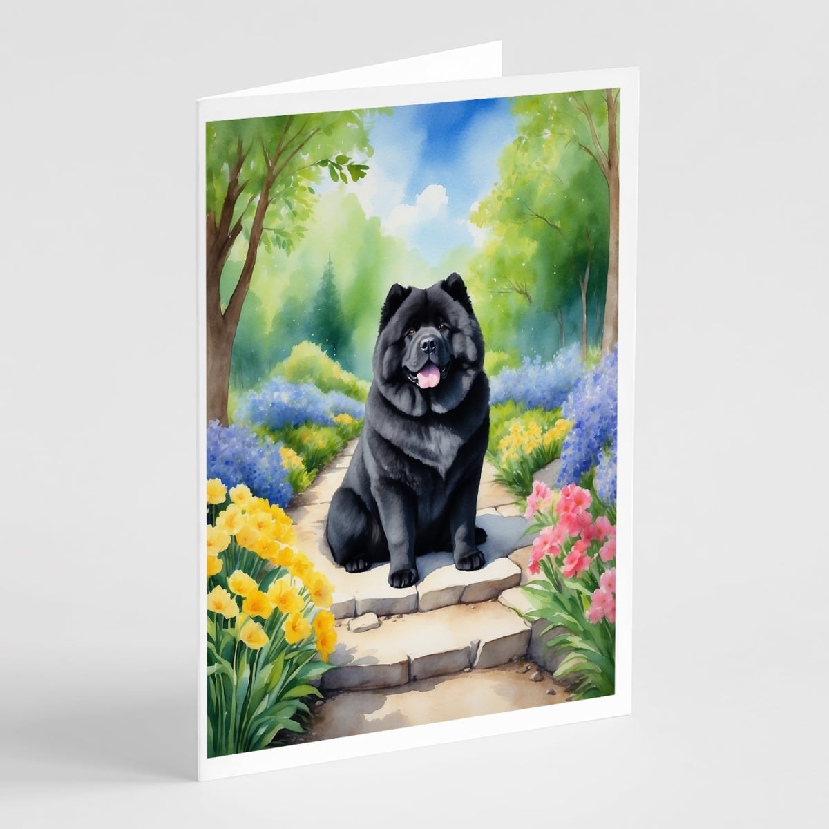 DAC6600GCA7P 5 x 7 in. Chow Chow Spring Path Greeting Cards - Pack of 8