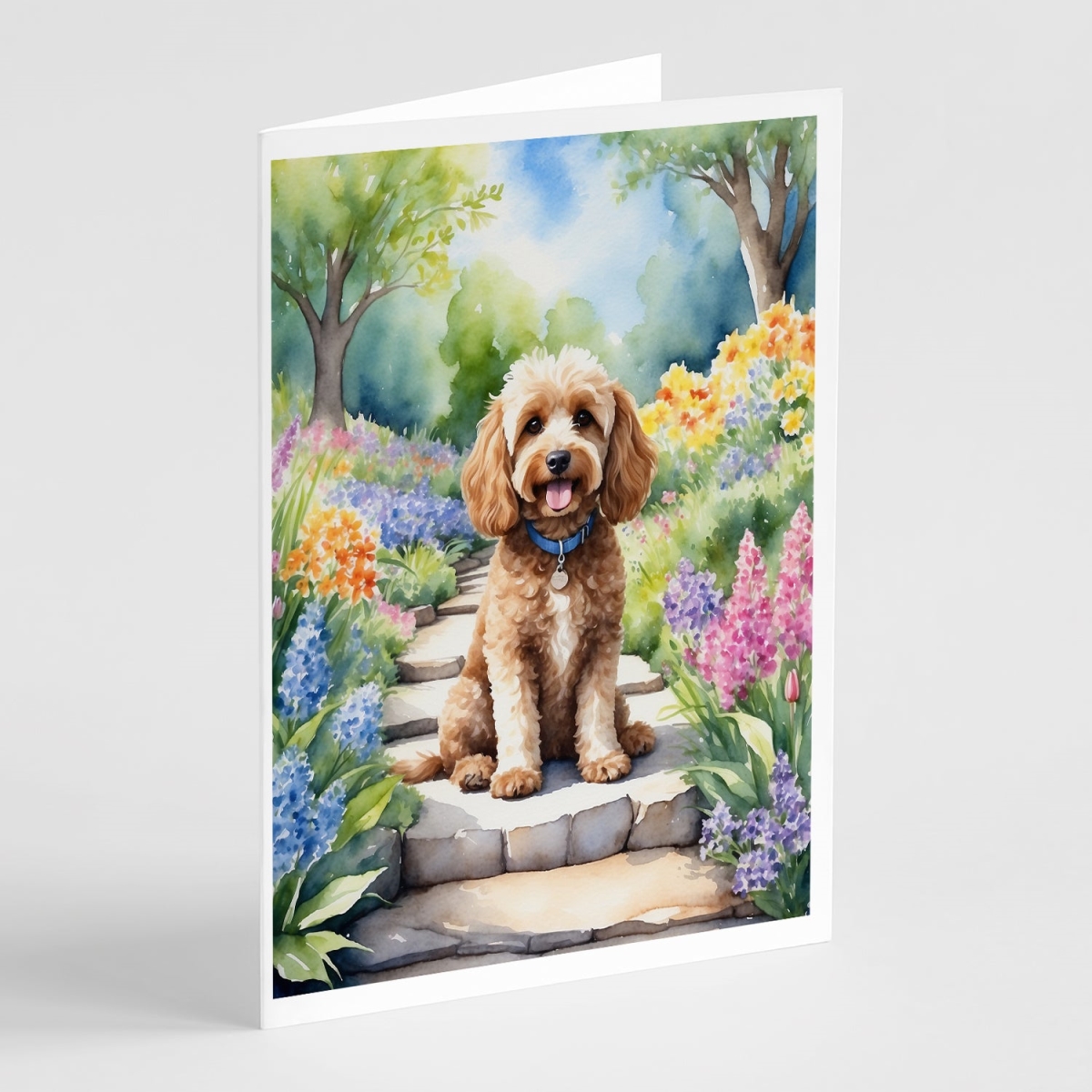 DAC6602GCA7P 5 x 7 in. Cockapoo Spring Path Greeting Cards - Pack of 8