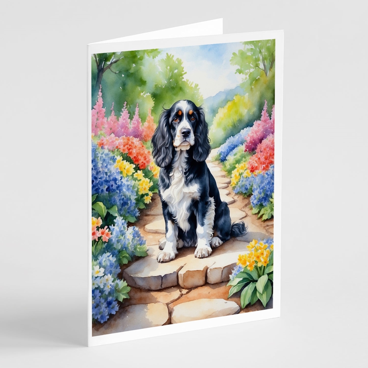 DAC6604GCA7P 5 x 7 in. Cocker Spaniel Spring Path Greeting Cards - Pack of 8