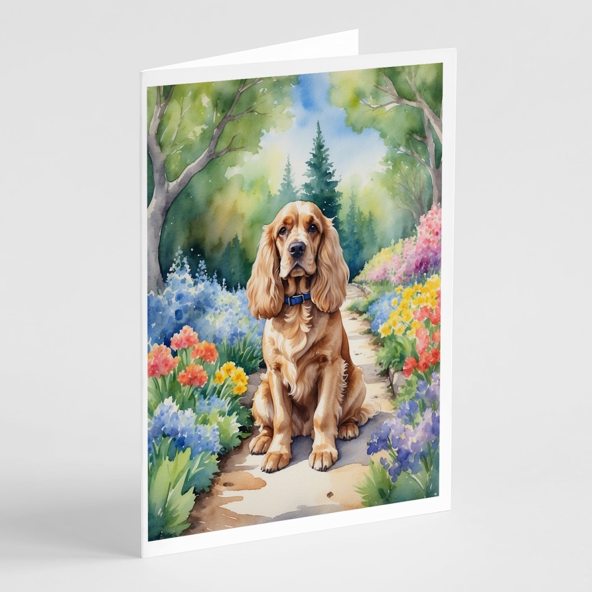 DAC6605GCA7P 5 x 7 in. Cocker Spaniel Spring Path Greeting Cards - Pack of 8