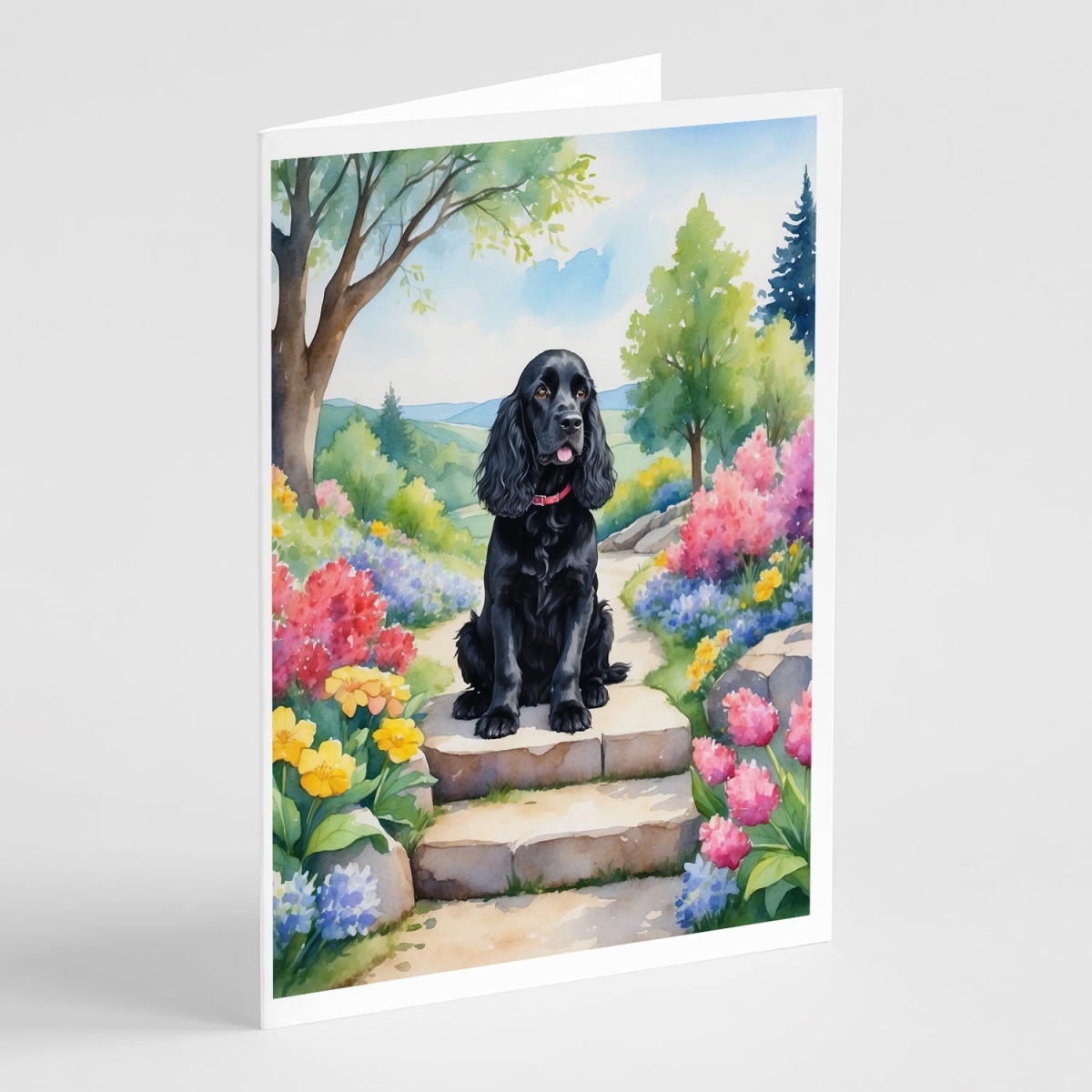 DAC6606GCA7P 5 x 7 in. Cocker Spaniel Spring Path Greeting Cards - Pack of 8