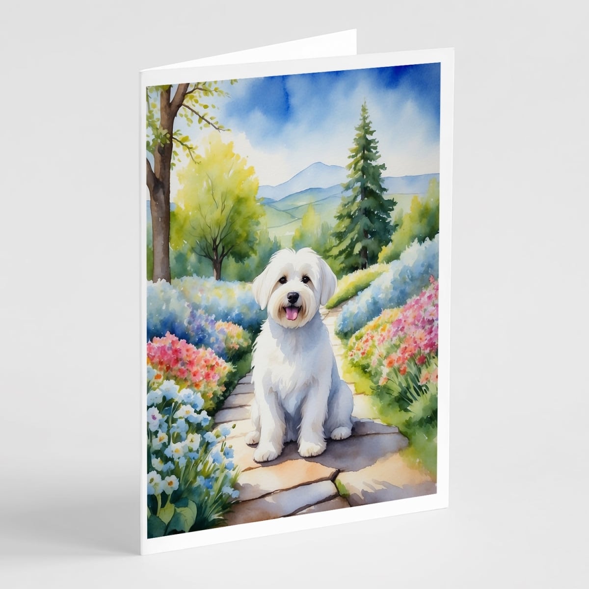 DAC6611GCA7P 5 x 7 in. Coton De Tulear Spring Path Greeting Cards - Pack of 8