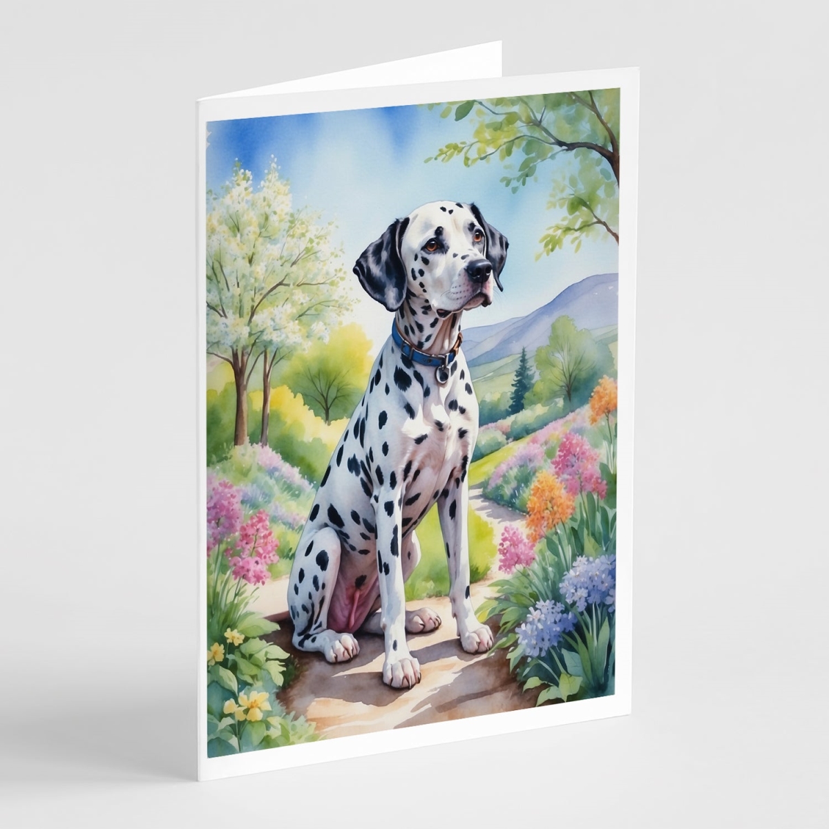 DAC6615GCA7P 5 x 7 in. Dalmatian Spring Path Greeting Cards - Pack of 8