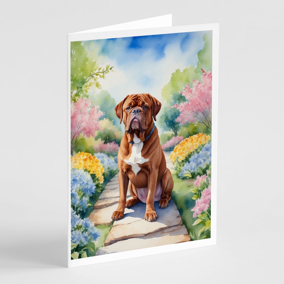 DAC6618GCA7P 5 x 7 in. Dogue De Bordeaux Spring Path Greeting Cards - Pack of 8