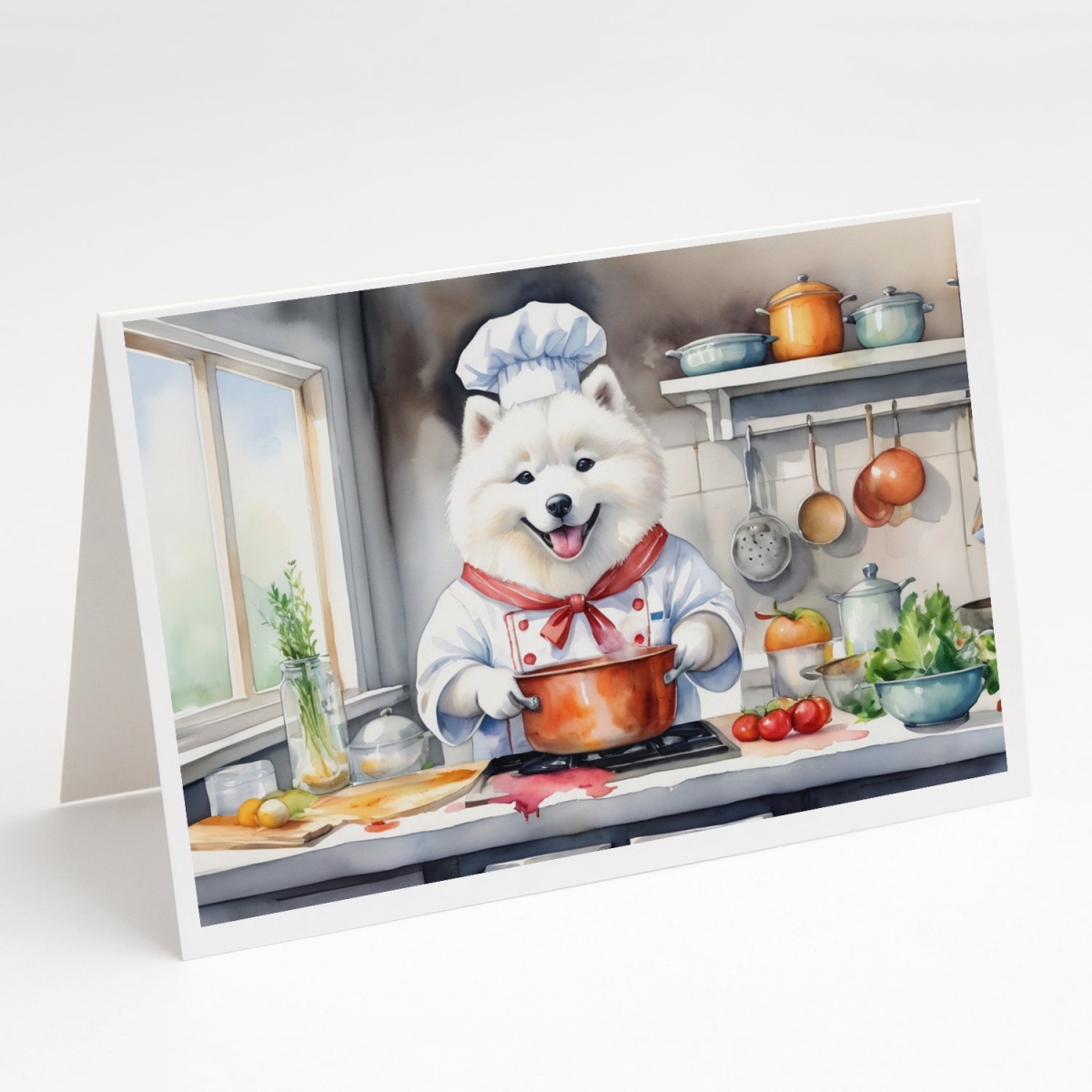 DAC6319GCA7P 5 x 7 in. Samoyed The Chef Greeting Cards - Pack of 8