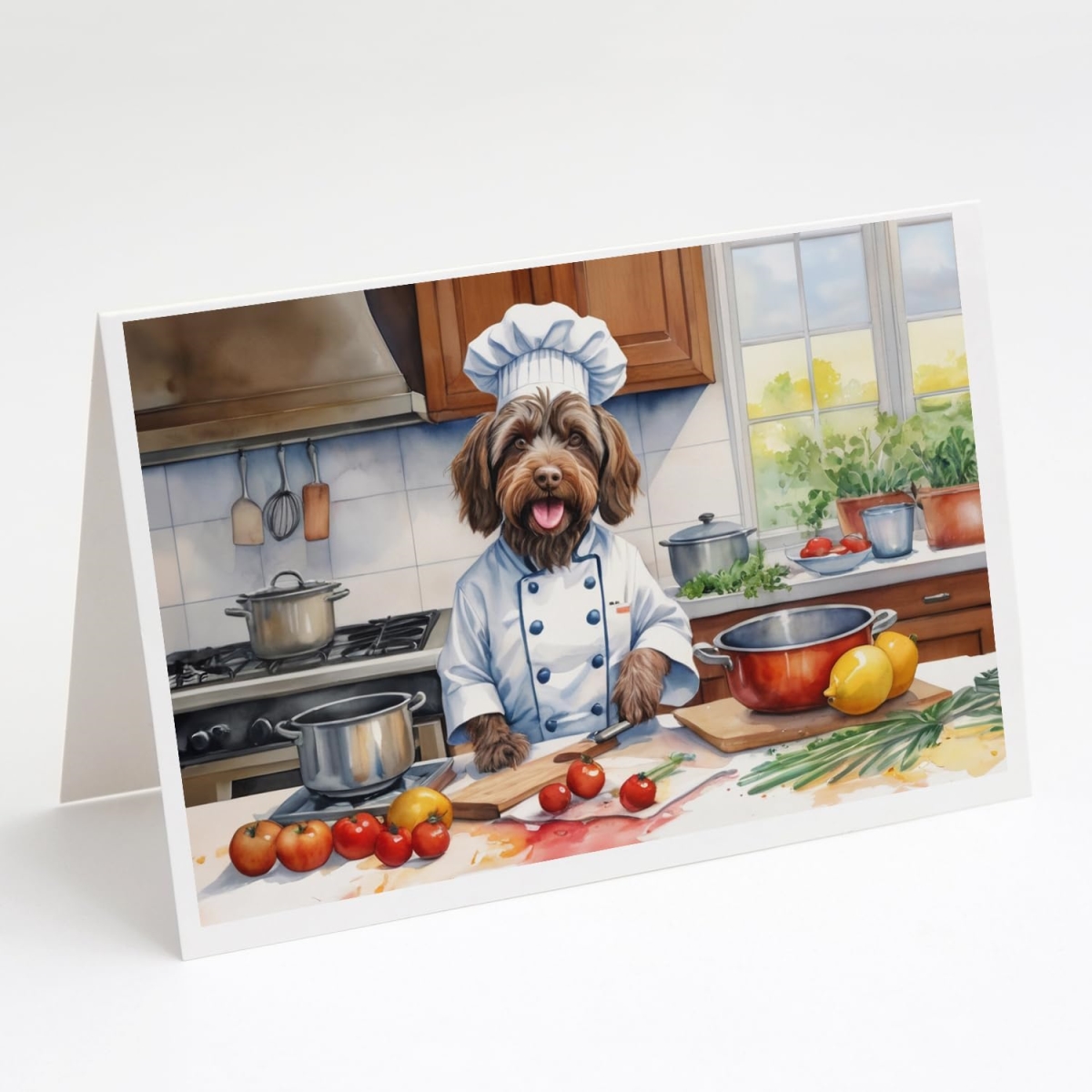 DAC6342GCA7P 5 x 7 in. Wirehaired Pointing Griffon The Chef Greeting Cards - Pack of 8