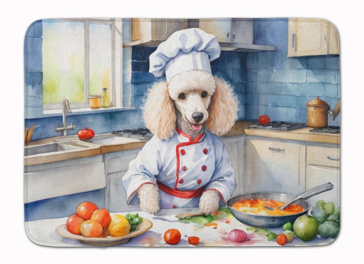 DAC6307RUG 19 x 27 in. White Poodle The Chef Memory Foam Kitchen Mat
