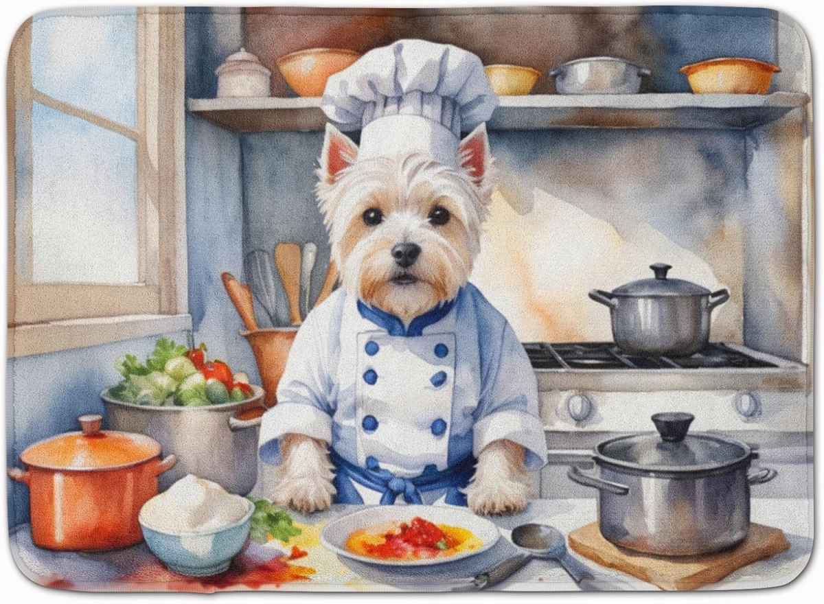 DAC6339RUG 19 x 27 in. Westie The Chef Memory Foam Kitchen Mat