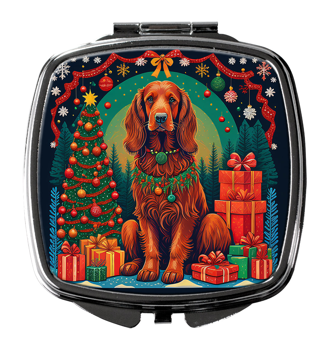 DAC1130SCM 3 x 2.75 in. Irish Setter Christmas Compact Mirror