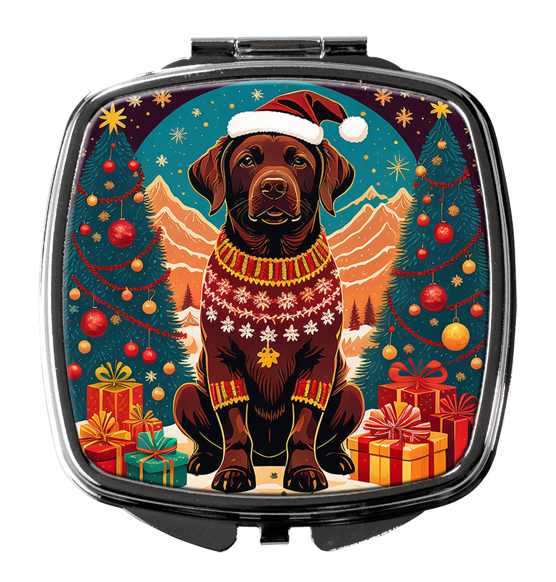 DAC1134SCM 3 x 2.75 in. Chocolate Labrador Retriever Christmas Compact Mirror