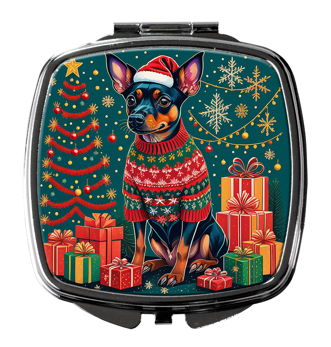 DAC1137SCM 3 x 2.75 in. Miniature Pinscher Christmas Compact Mirror