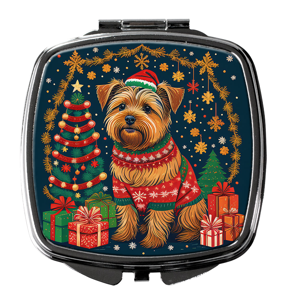3 x 2.75 in. Norfolk Terrier Christmas Compact Mirror