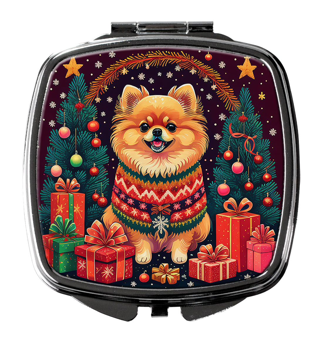 DAC1141SCM 3 x 2.75 in. Pomeranian Christmas Compact Mirror