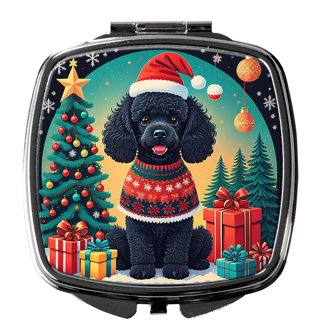 DAC1142SCM 3 x 2.75 in. Black Toy Poodle Christmas Compact Mirror
