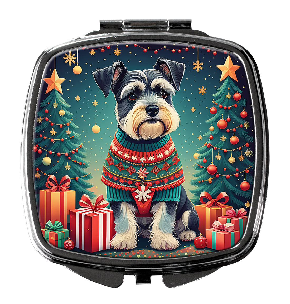 DAC1152SCM 3 x 2.75 in. Schnauzer Christmas Compact Mirror