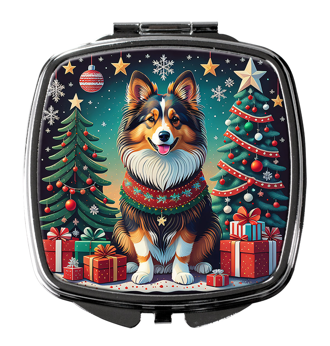 DAC1155SCM 3 x 2.75 in. Sheltie Christmas Compact Mirror