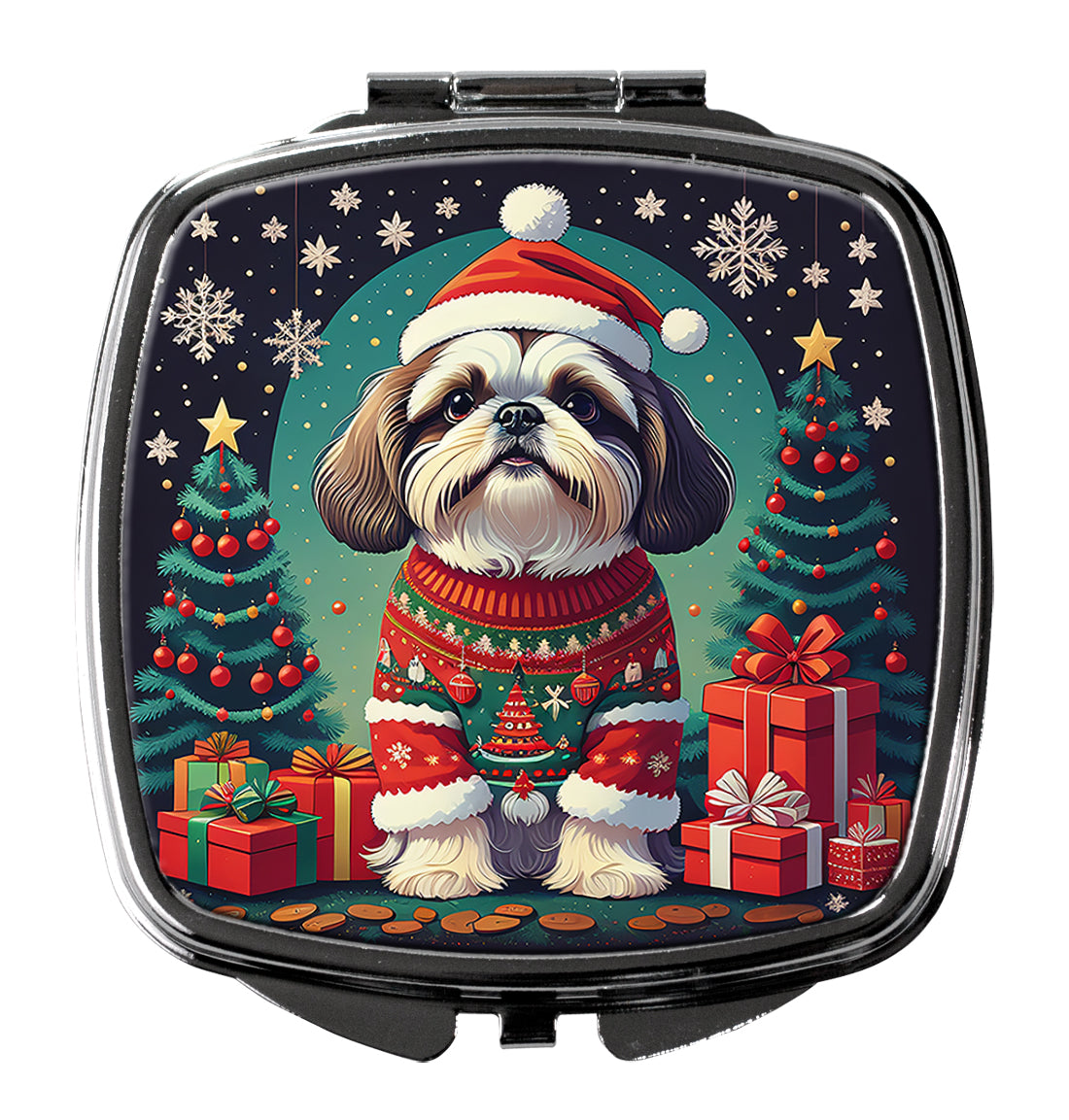 DAC1157SCM 3 x 2.75 in. Shih Tzu Christmas Compact Mirror
