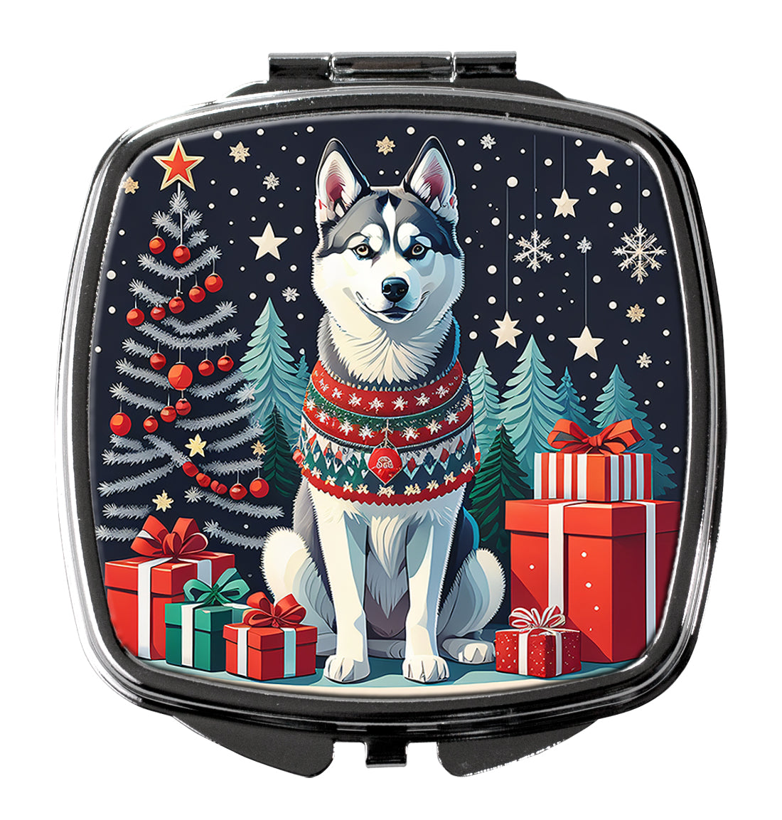 DAC1158SCM 3 x 2.75 in. Siberian Husky Christmas Compact Mirror