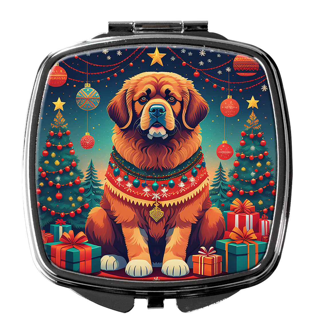 DAC1160SCM 3 x 2.75 in. Tibetan Mastiff Christmas Compact Mirror