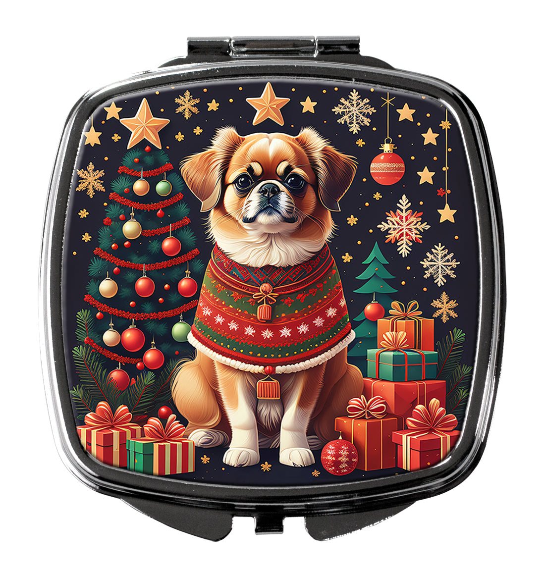DAC1161SCM 3 x 2.75 in. Tibetan Spaniel Christmas Compact Mirror