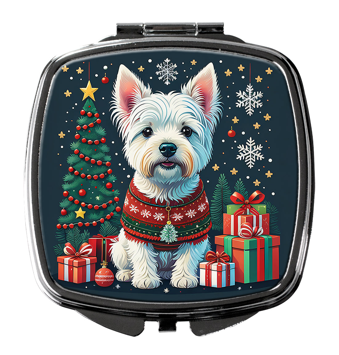 DAC1165SCM 3 x 2.75 in. Westie Christmas Compact Mirror