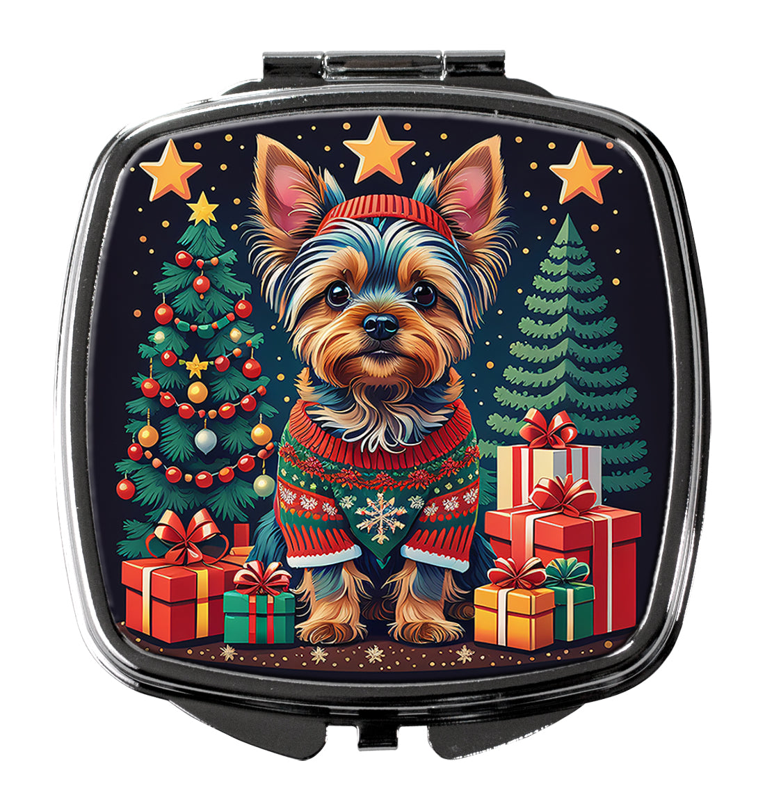 DAC1166SCM 3 x 2.75 in. Yorkie Yorkshire Terrier Christmas Compact Mirror
