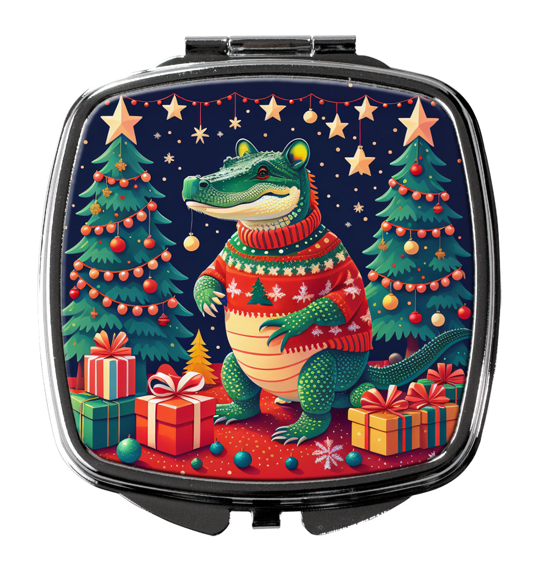 DAC1167SCM 3 x 2.75 in. Alligator Christmas Compact Mirror