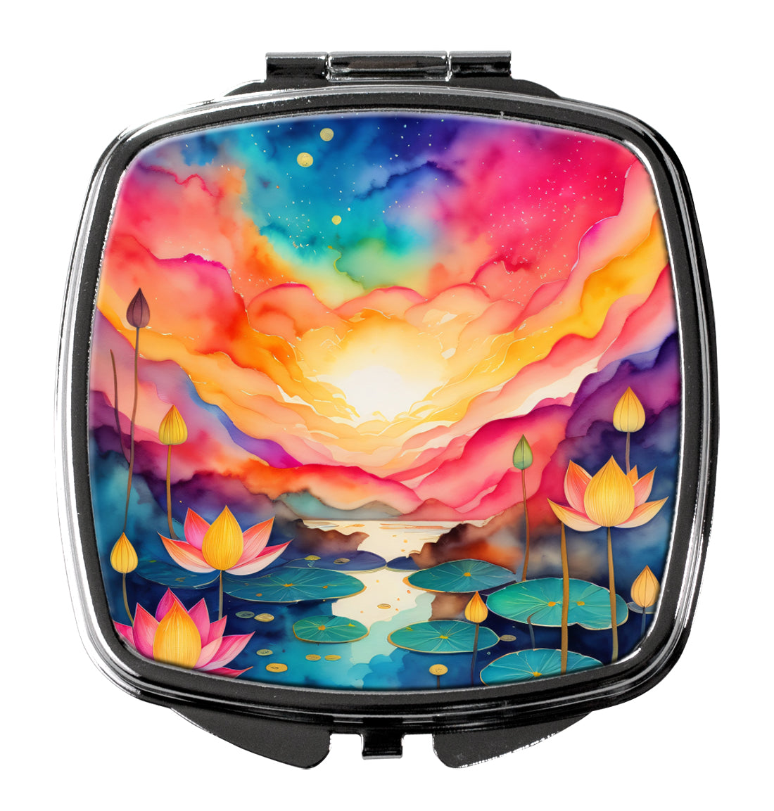 DAC1973SCM 3 x 2.75 in. Colorful Lotus Compact Mirror