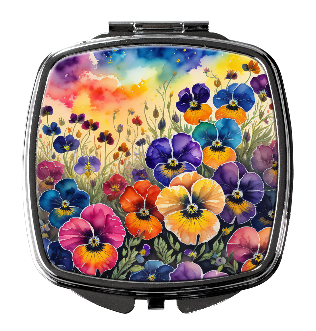 DAC1979SCM 3 x 2.75 in. Colorful Pansies Compact Mirror