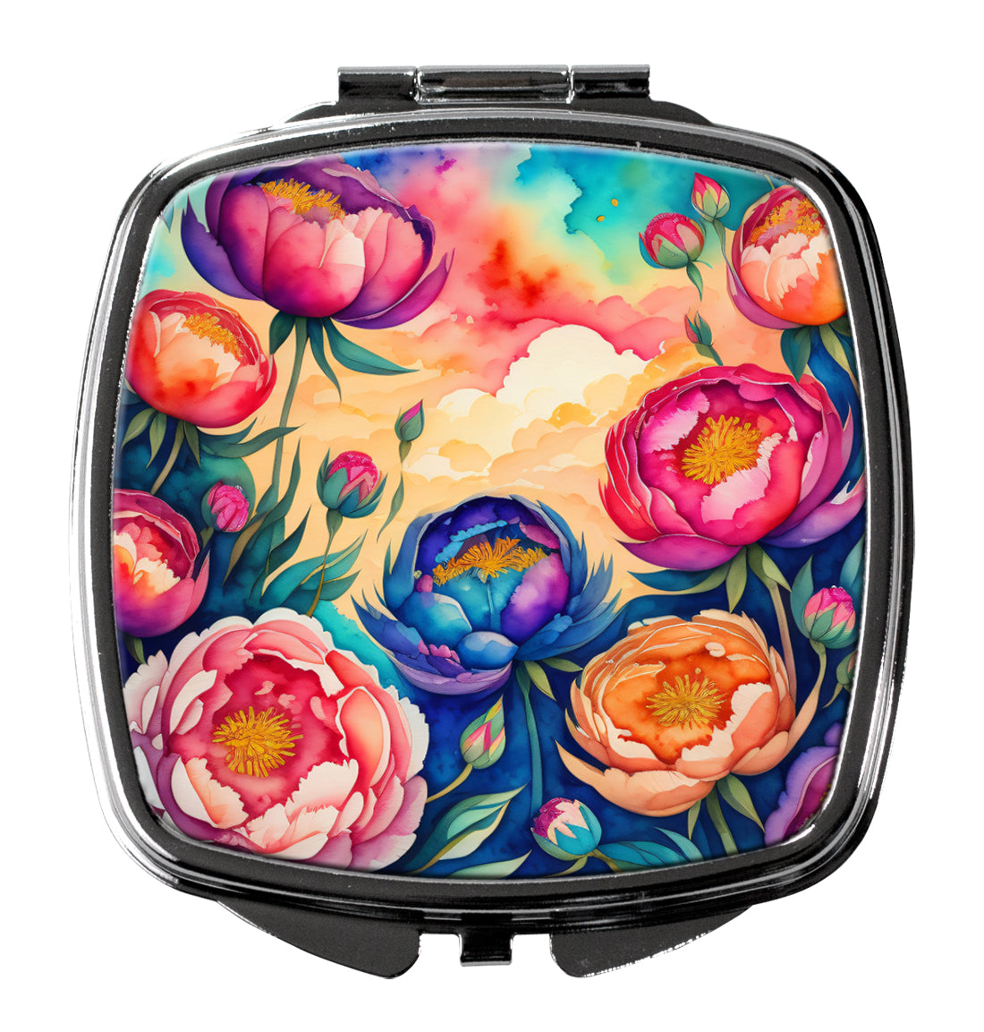 DAC1980SCM 3 x 2.75 in. Colorful Peonies Compact Mirror