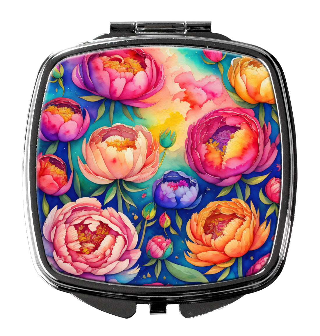 DAC1981SCM 3 x 2.75 in. Colorful Peonies Compact Mirror