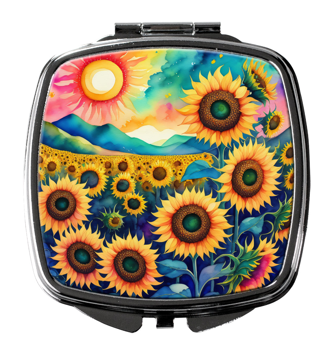 3 x 2.75 in. Colorful Sunflowers Compact Mirror