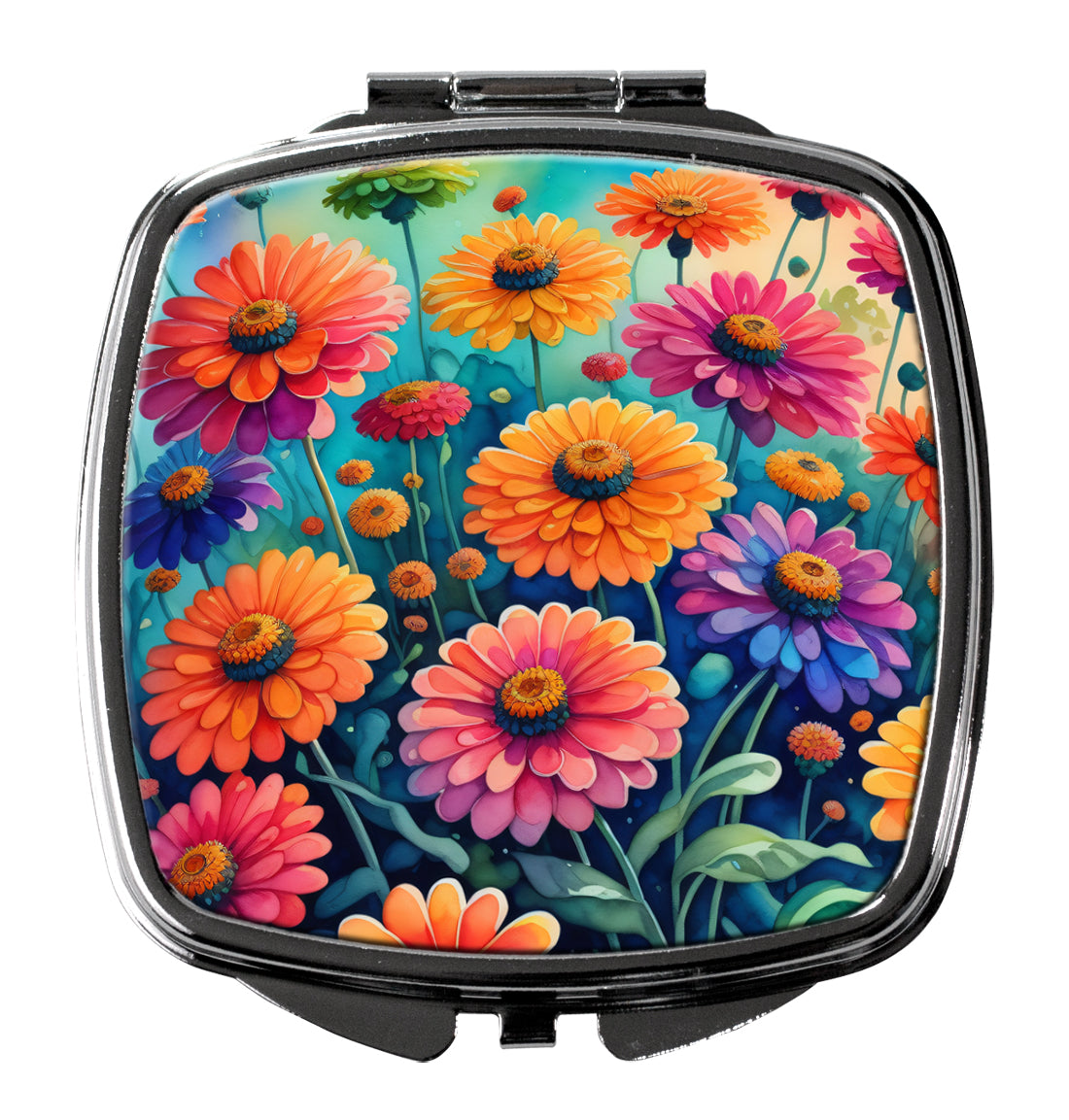 DAC2000SCM 3 x 2.75 in. Colorful Zinnias Compact Mirror