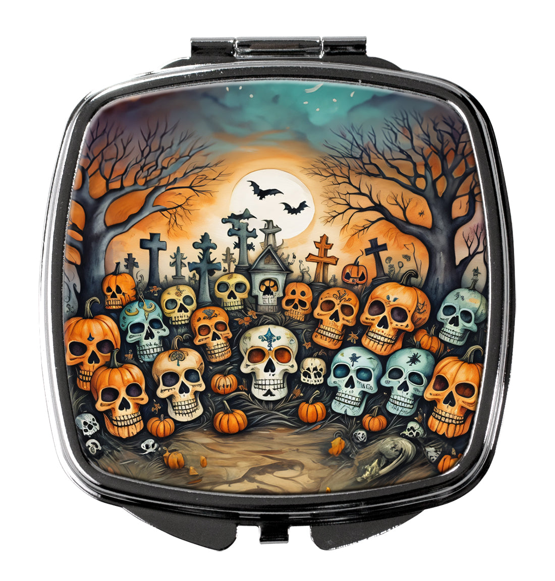 3 x 2.75 in. Calaveras Sugar Skulls Spooky Halloween Compact Mirror