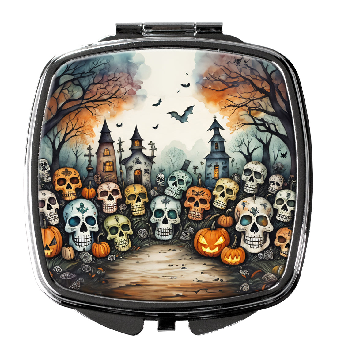 3 x 2.75 in. Calaveras Sugar Skulls Spooky Halloween Compact Mirror