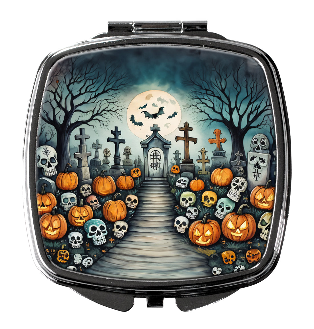 DAC2233SCM 3 x 2.75 in. Calaveras Sugar Skulls Spooky Halloween Compact Mirror