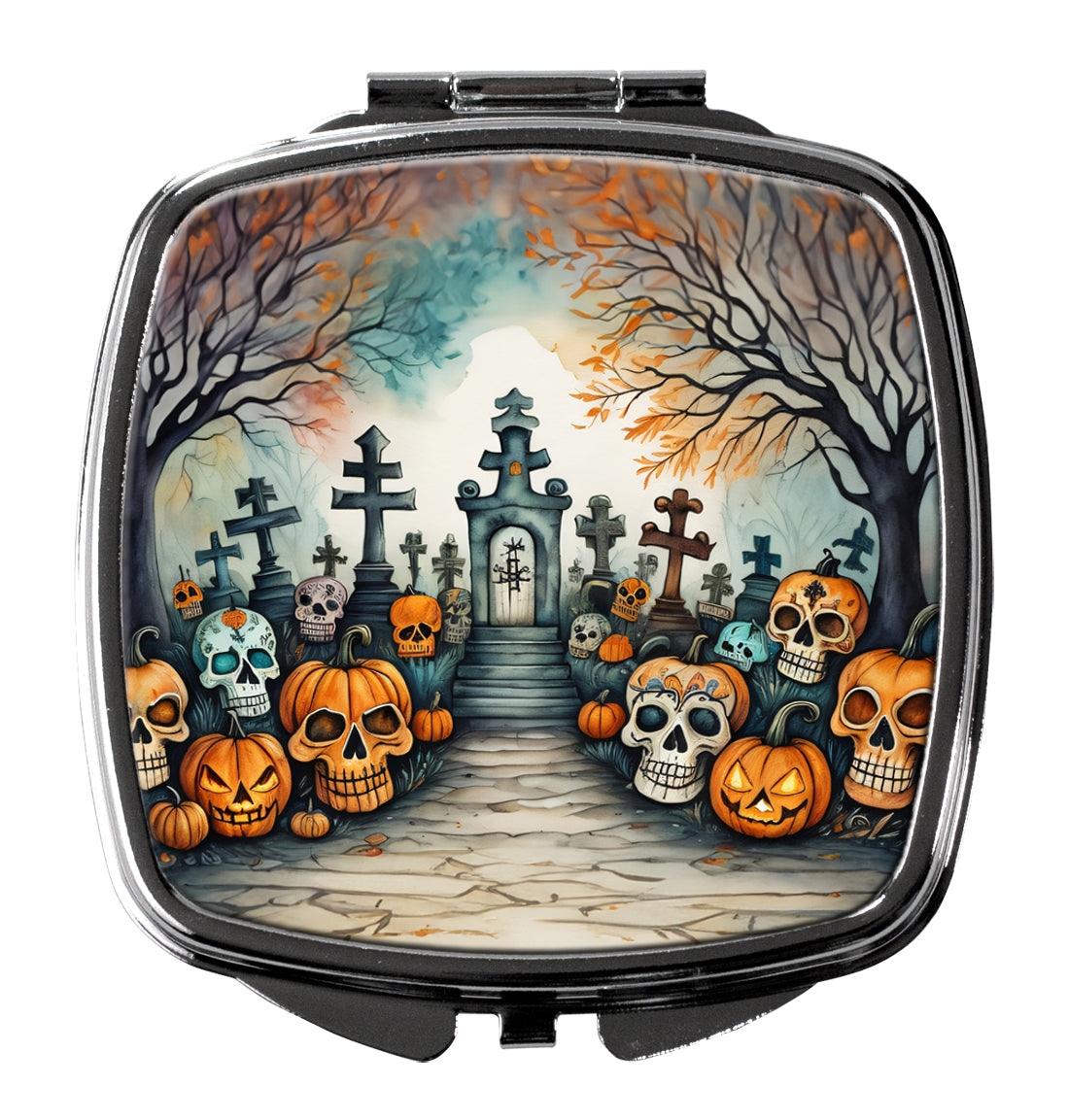 3 x 2.75 in. Calaveras Sugar Skulls Spooky Halloween Compact Mirror