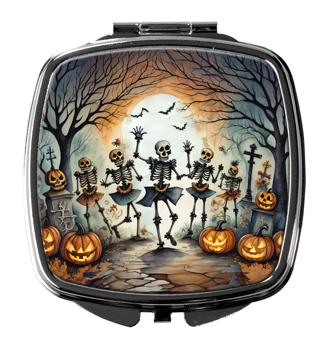 3 x 2.75 in. Dancing Skeletons Spooky Halloween Compact Mirror