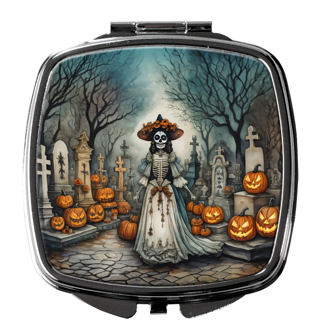 3 x 2.75 in. La Catrina Skeleton Spooky Halloween Compact Mirror