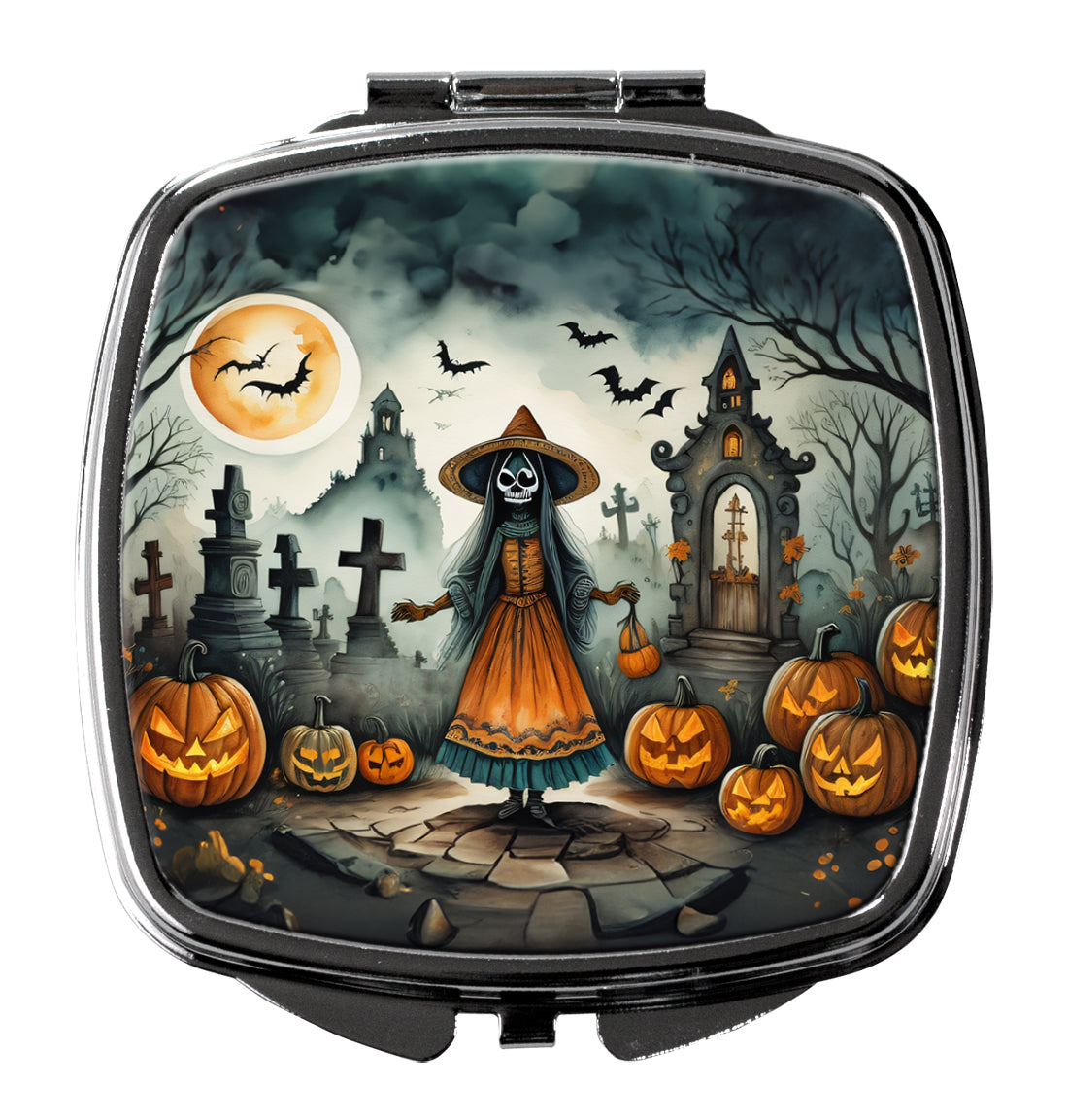 3 x 2.75 in. La Llorona Skeleton Spooky Halloween Compact Mirror