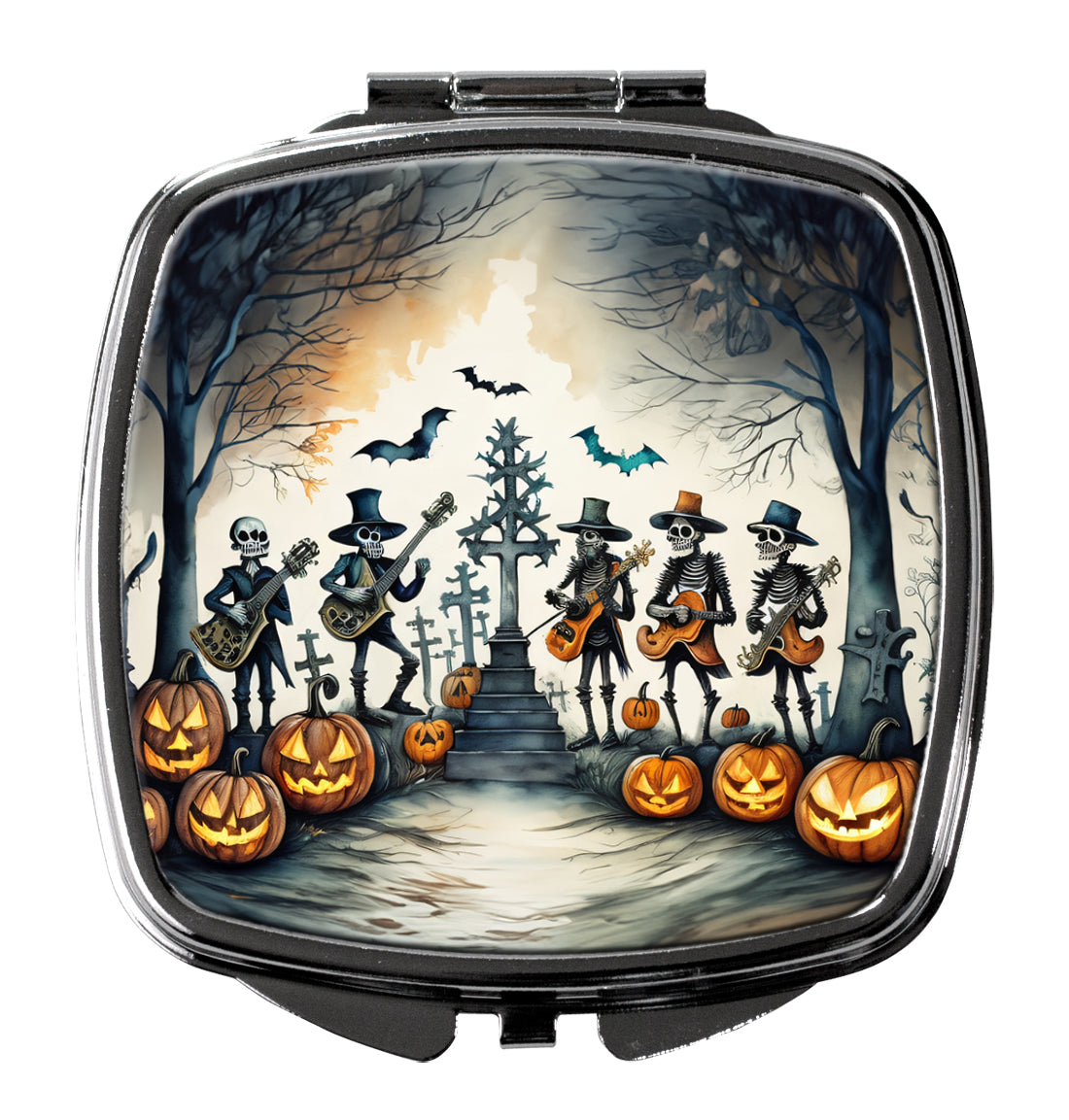 3 x 2.75 in. Mariachi Skeleton Band Spooky Halloween Compact Mirror