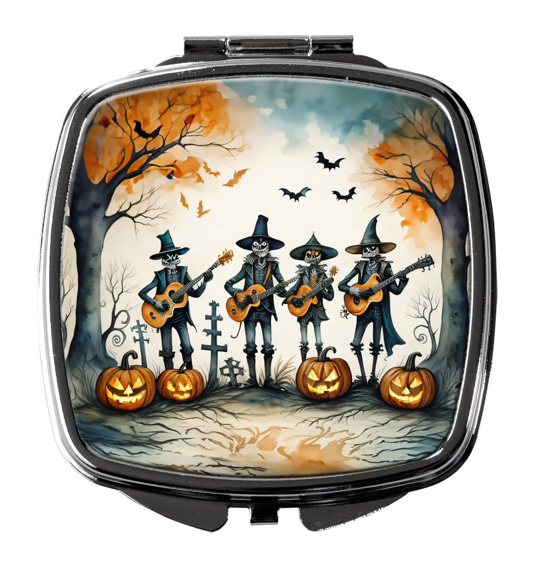 3 x 2.75 in. Mariachi Skeleton Band Spooky Halloween Compact Mirror