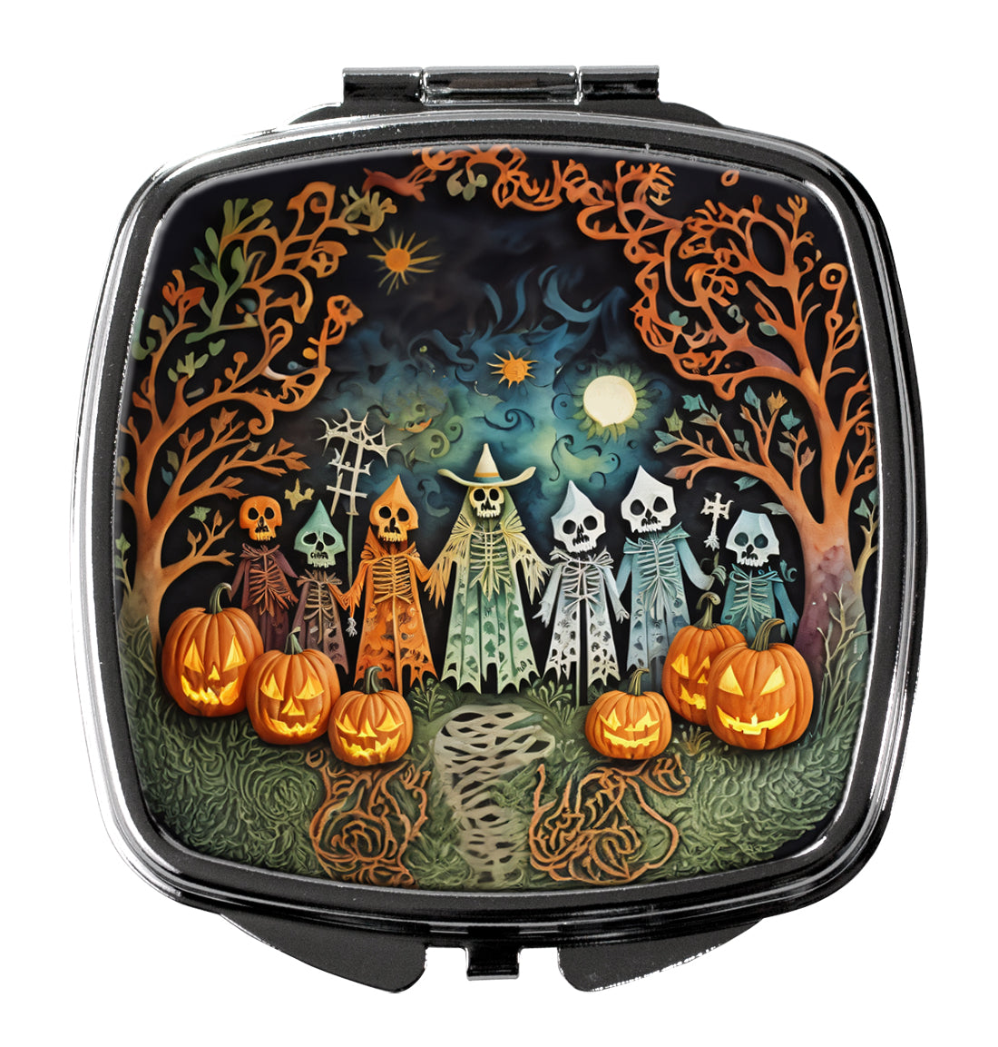 3 x 2.75 in. Papel Picado Skeletons Spooky Halloween Compact Mirror