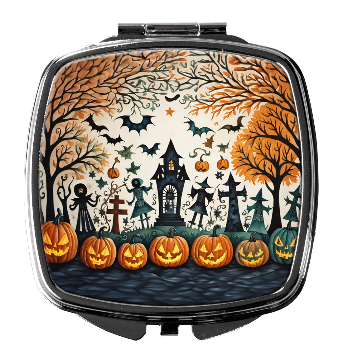 3 x 2.75 in. Papel Picado Skeletons Spooky Halloween Compact Mirror