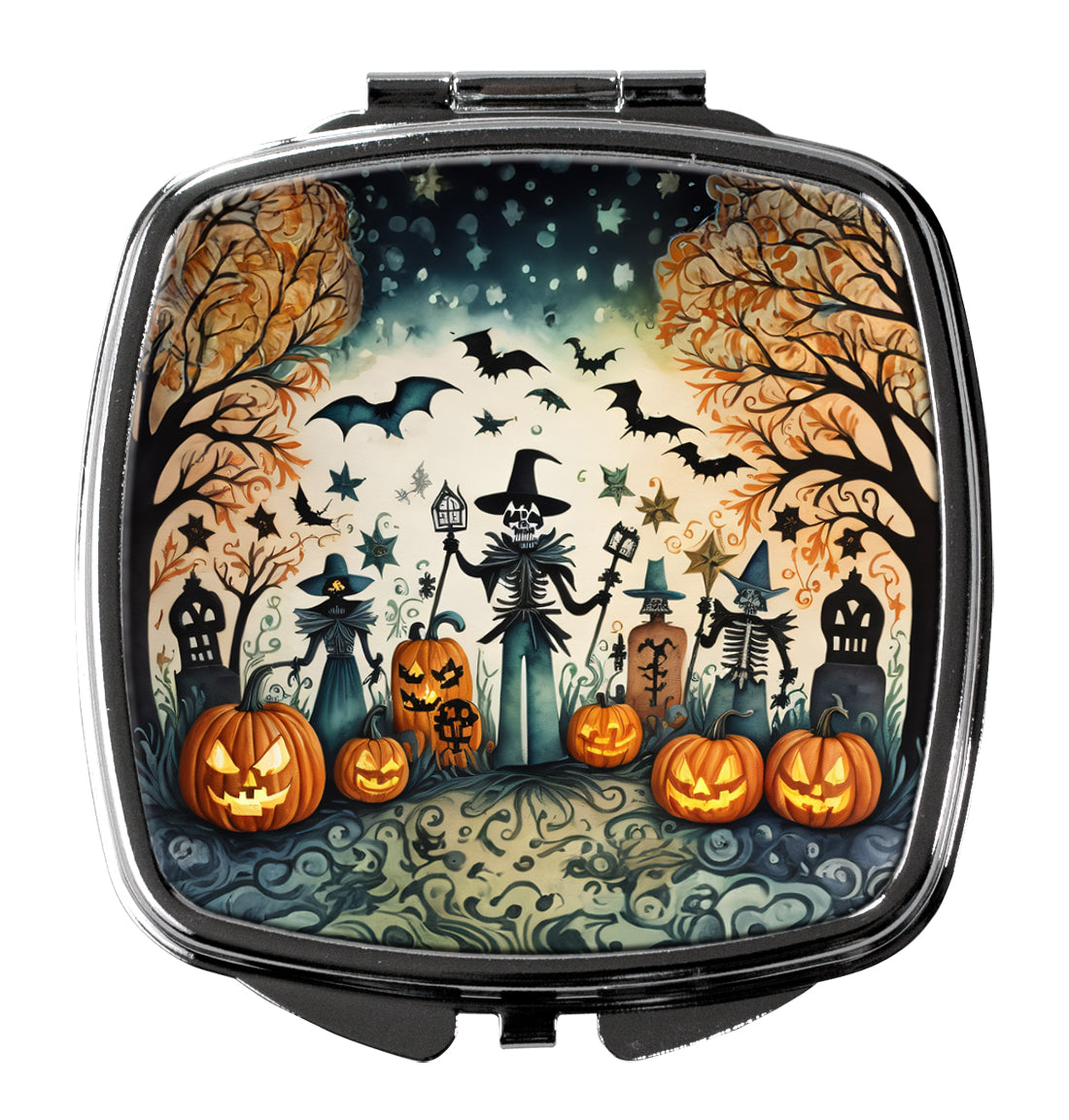 DAC2266SCM 3 x 2.75 in. Papel Picado Skeletons Spooky Halloween Compact Mirror