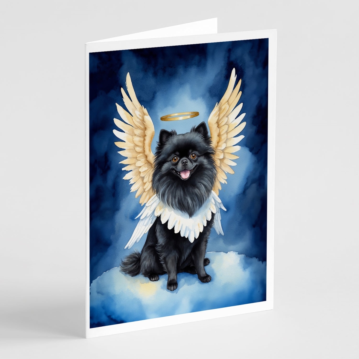 DAC7054GCA7P 5 x 7 in. Black Pomeranian My Angel Greeting Cards - Pack of 8 -  Carolines Treasures