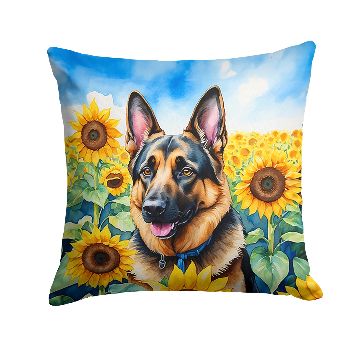 14 x 14 in. German Shepherd in Sunflowers Throw Pillow