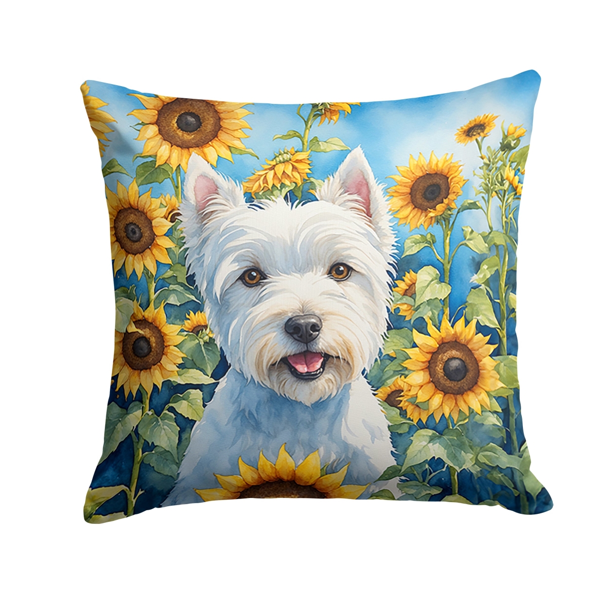 18 x 18 in. Westie in Sunflowers Throw Pillow