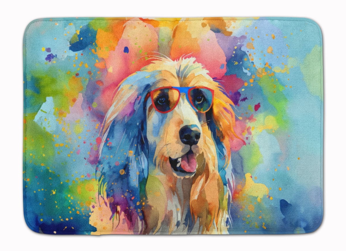 19 x 27 in. Afghan Hound Hippie Dawg Memory Foam Kitchen Mat